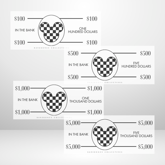 Checkered Mickey Mouse Cash Place Holders