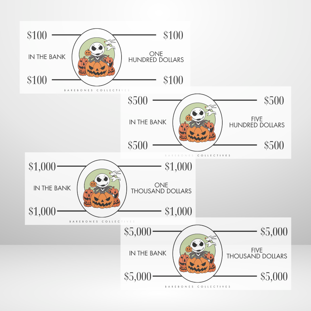 Nightmare Before Christmas Cash Place Holders