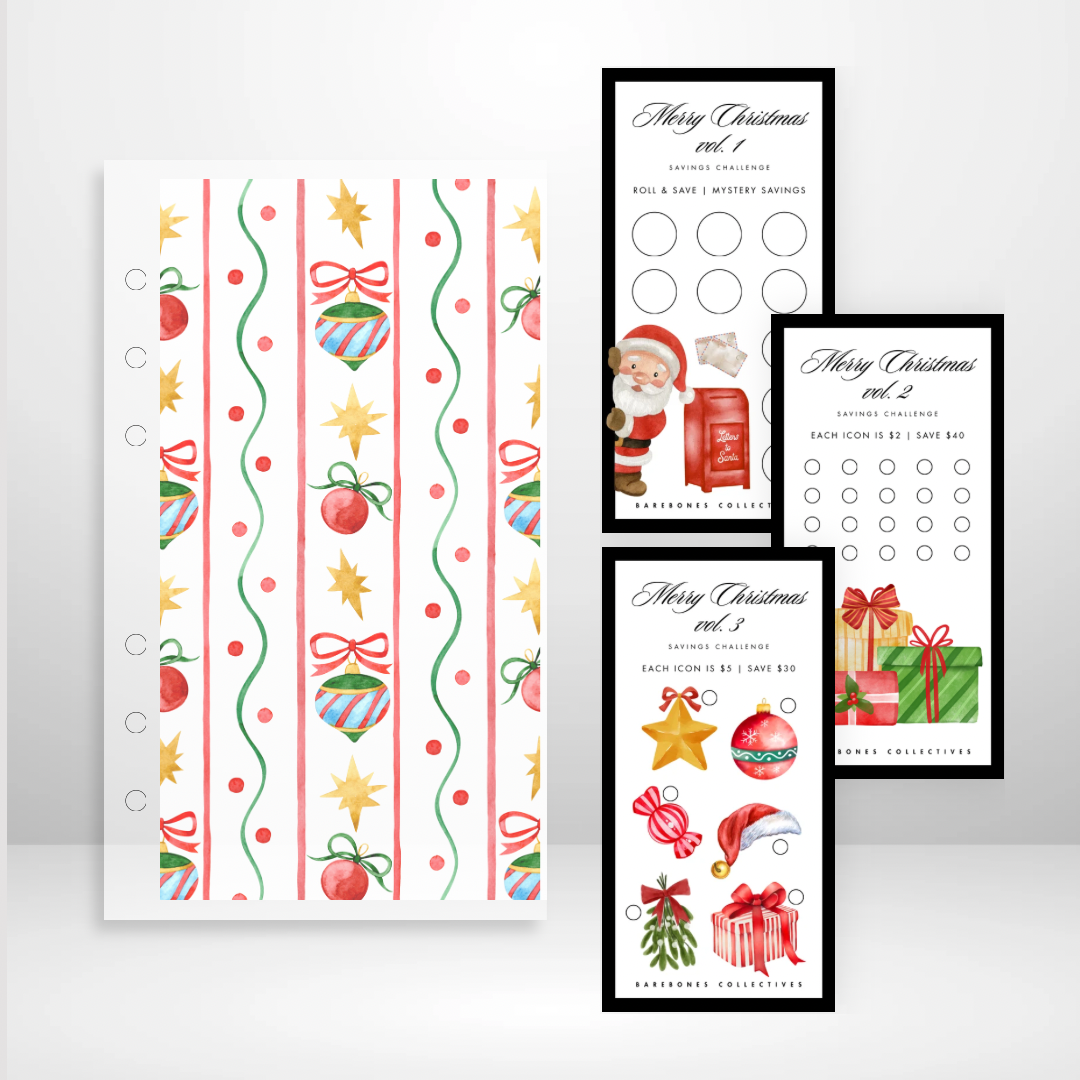 Merry Christmas - Matte Cash Envelope + Savings Challenges