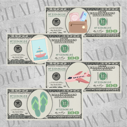 DIY Set of 4 Cash Place Holders $100 DIGITAL DOWNLOAD