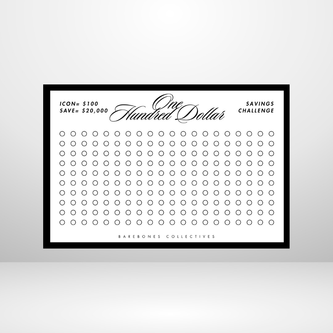 Demomination $1-$100 Savings Challenge A5 Size