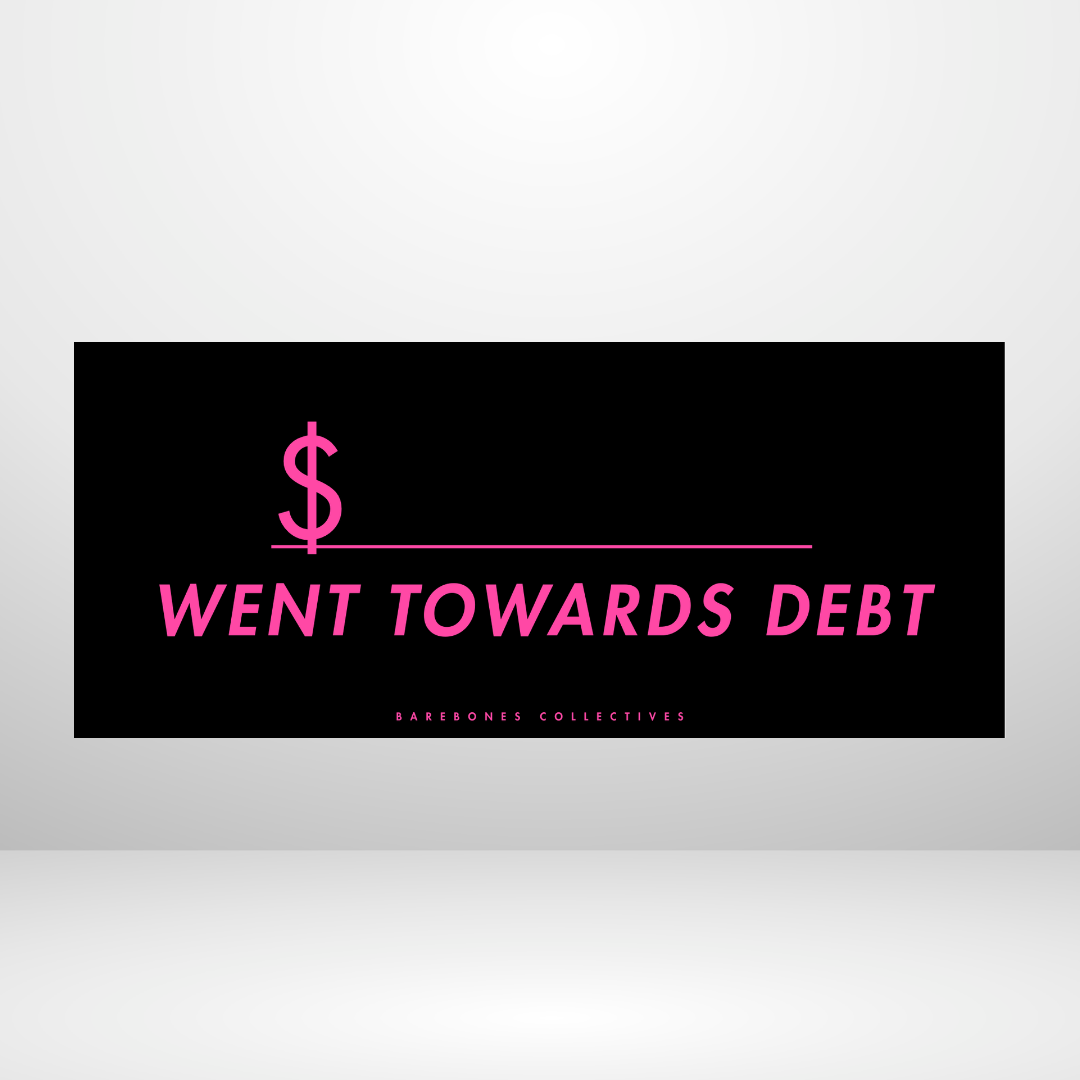 Went Towards Debt - Pink Lust Set of 4 Cash Place Holders