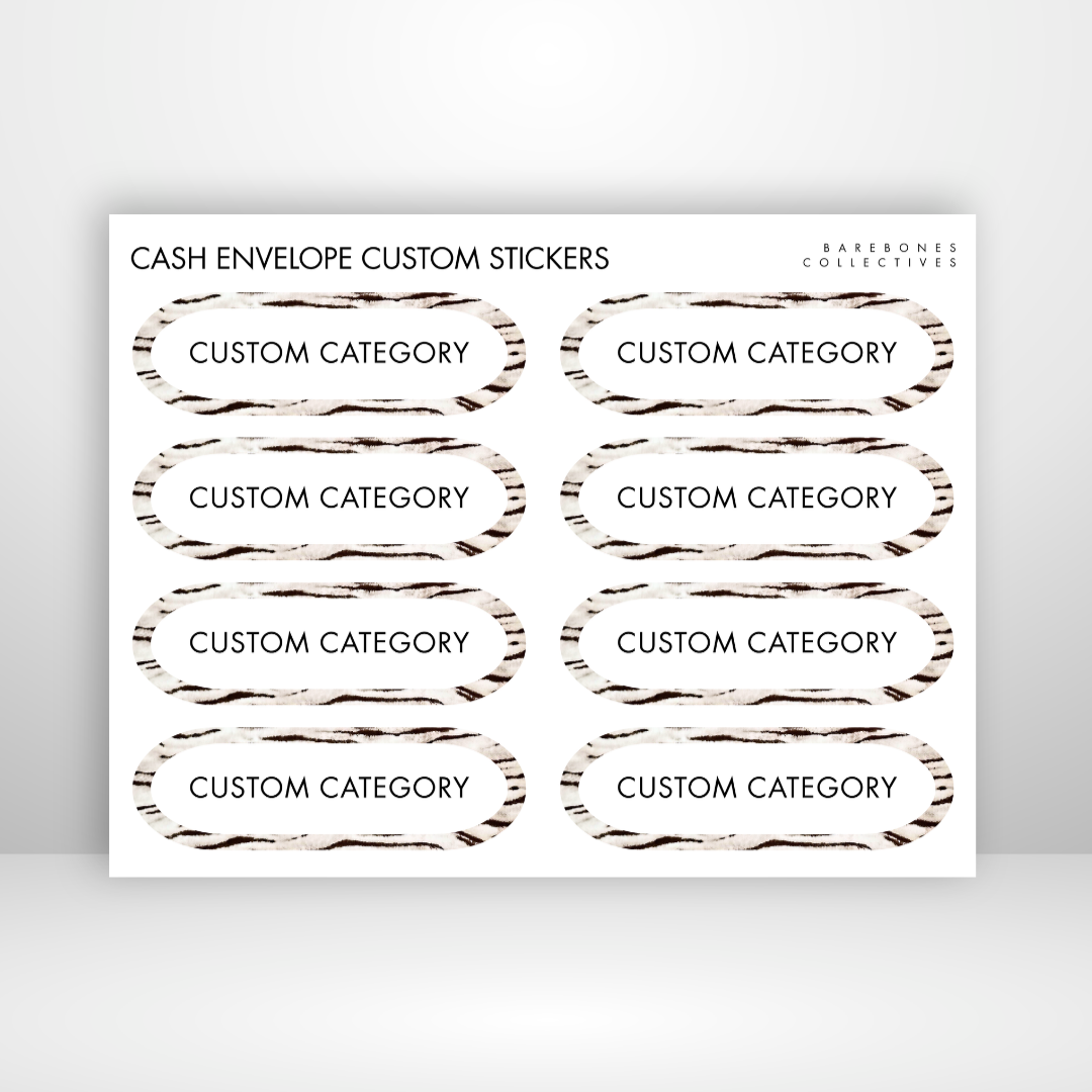 Vanilla Tiger Cash Envelopes Labels Sticker Sheet