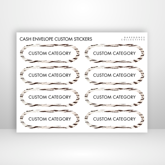 Vanilla Tiger Cash Envelopes Labels Sticker Sheet