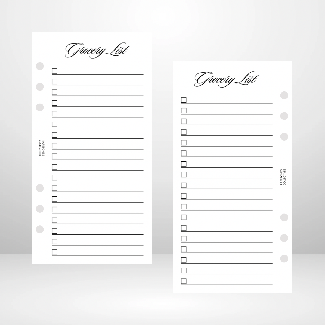 Grocery List Signature Wallet Inserts
