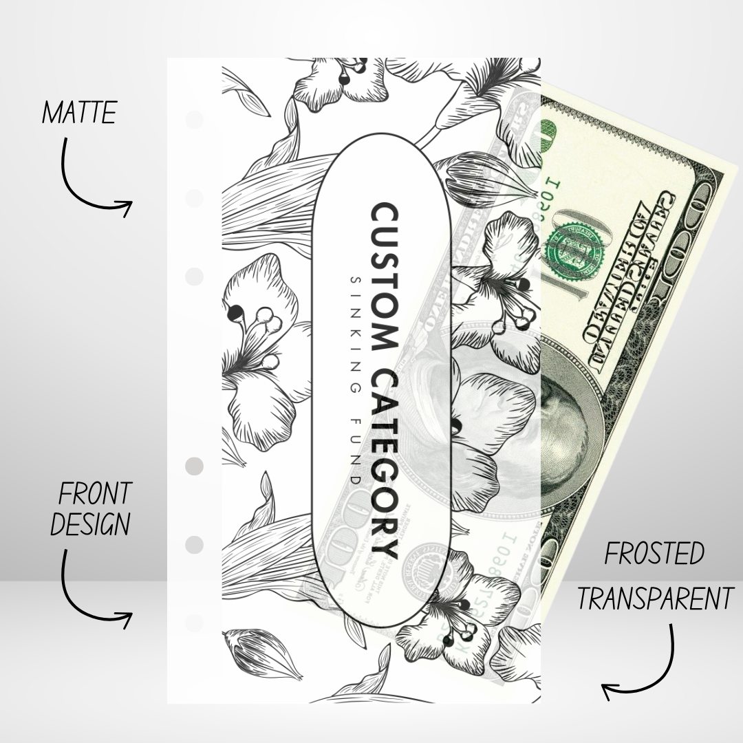 Style #BC1 (Sinking Fund) Matte Vellum Handmade Cash Envelope Personal Size Set of 6