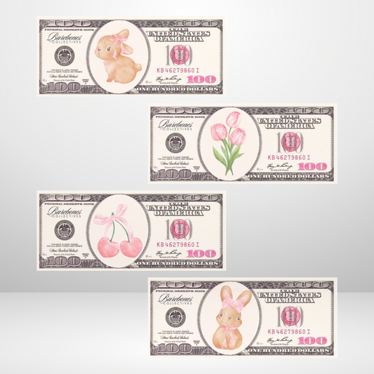 Spring Bunnies Matte Vellum Cash Place Holder Set of 4