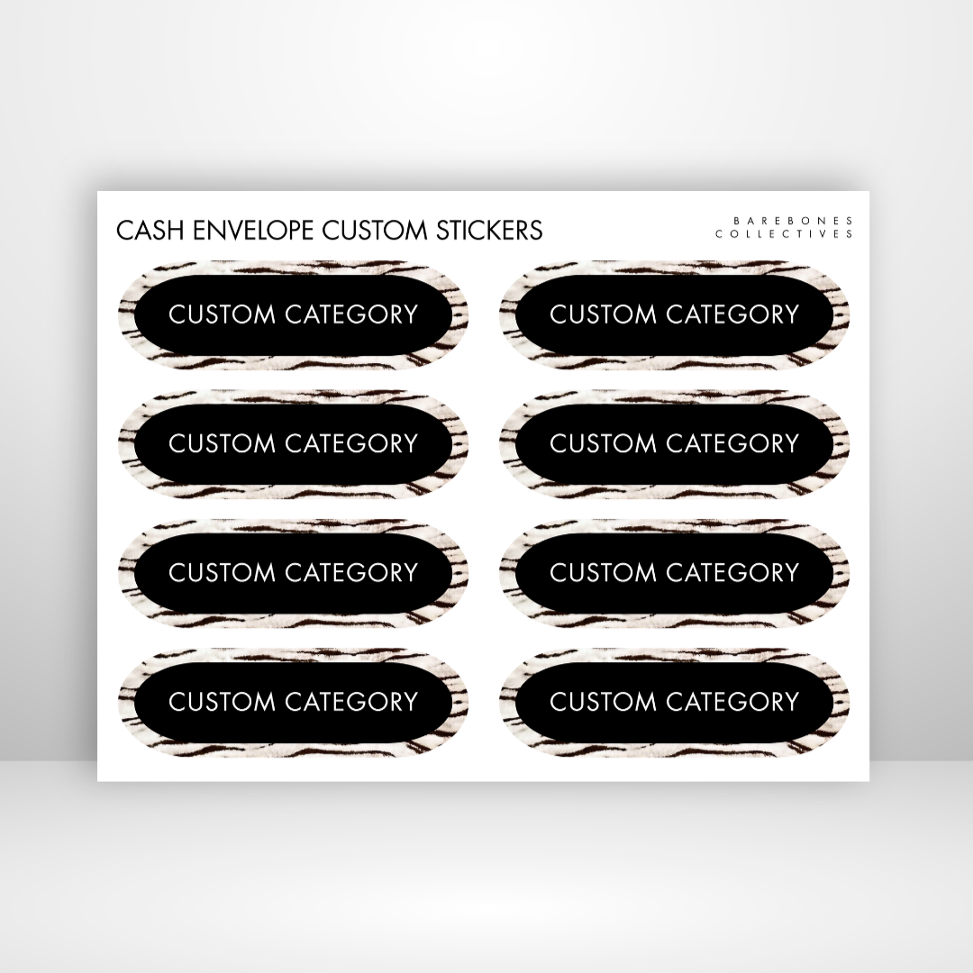 Vanilla Tiger Cash Envelopes Labels Sticker Sheet