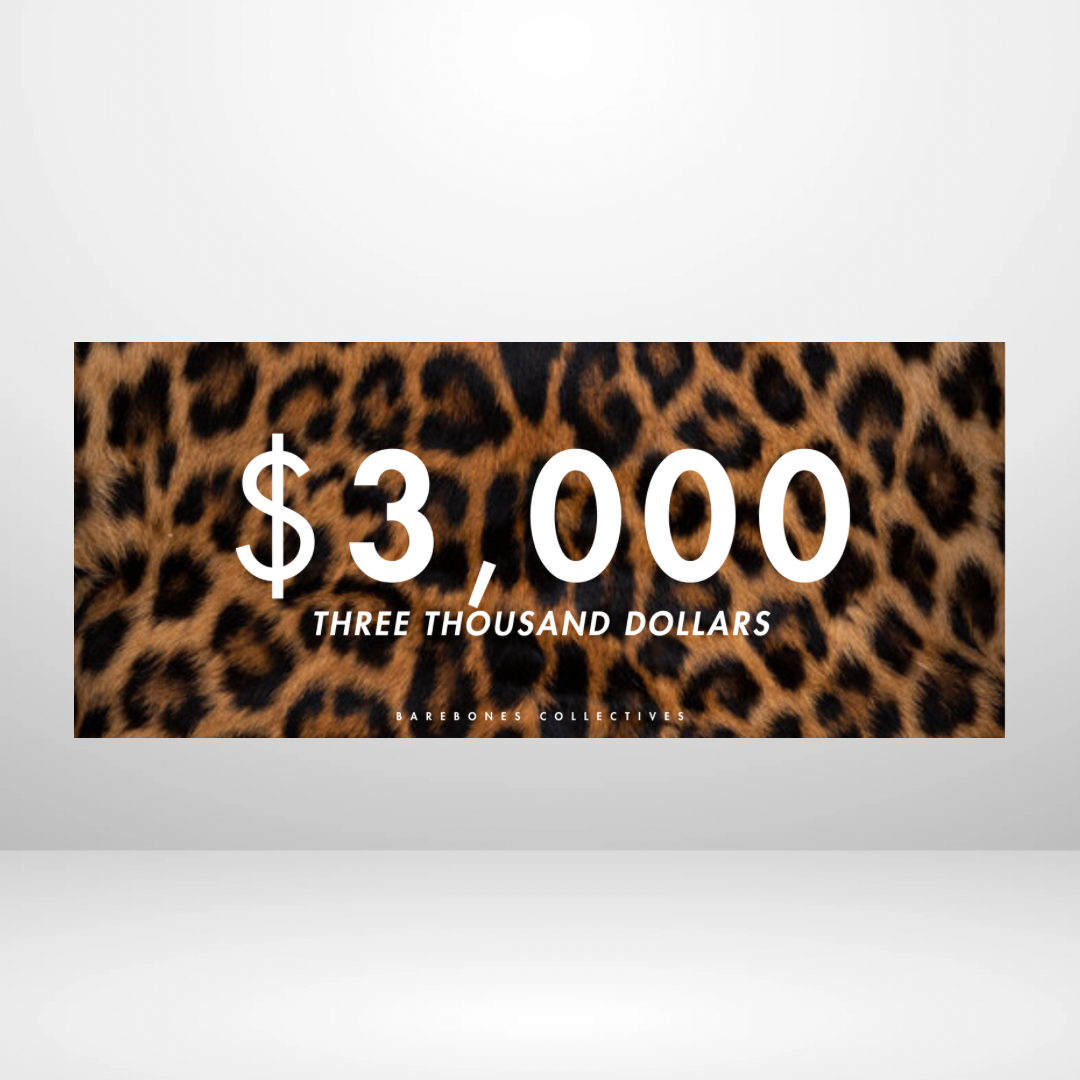 $100 - $50,000 - Leopard Fur Cash Place Holders