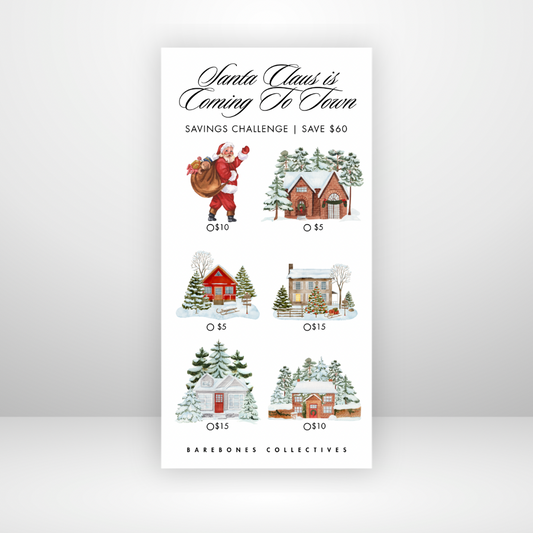 Santa Claus Is Coming To  Town Christmas 3x6 Savings Challenge Save $60