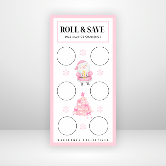 Roll the dice Pink Christmas 3x6 Savings Challenge Save $100