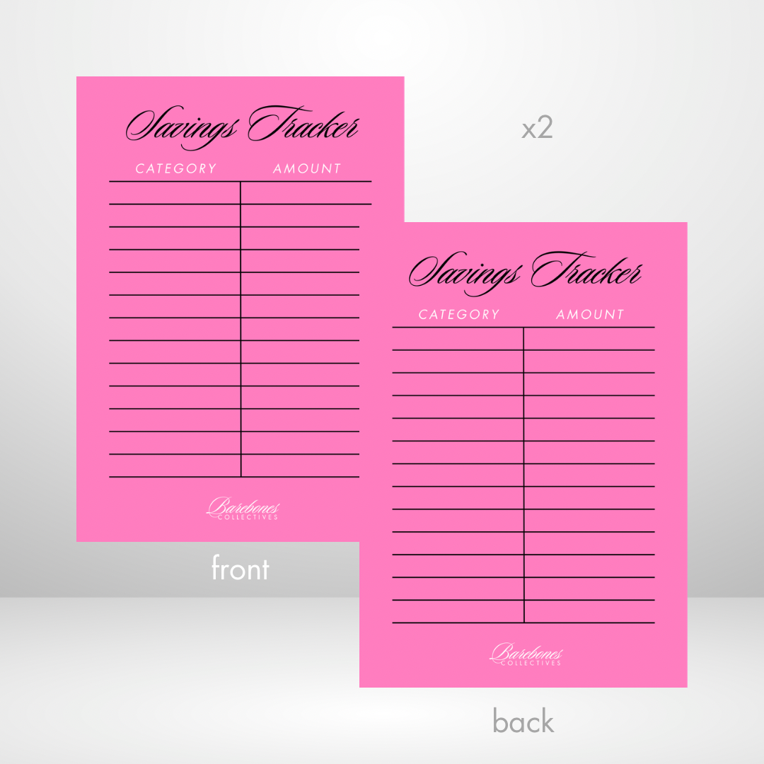 Pink Lust Savings Tracker Dashboard The Barebones Bank A5