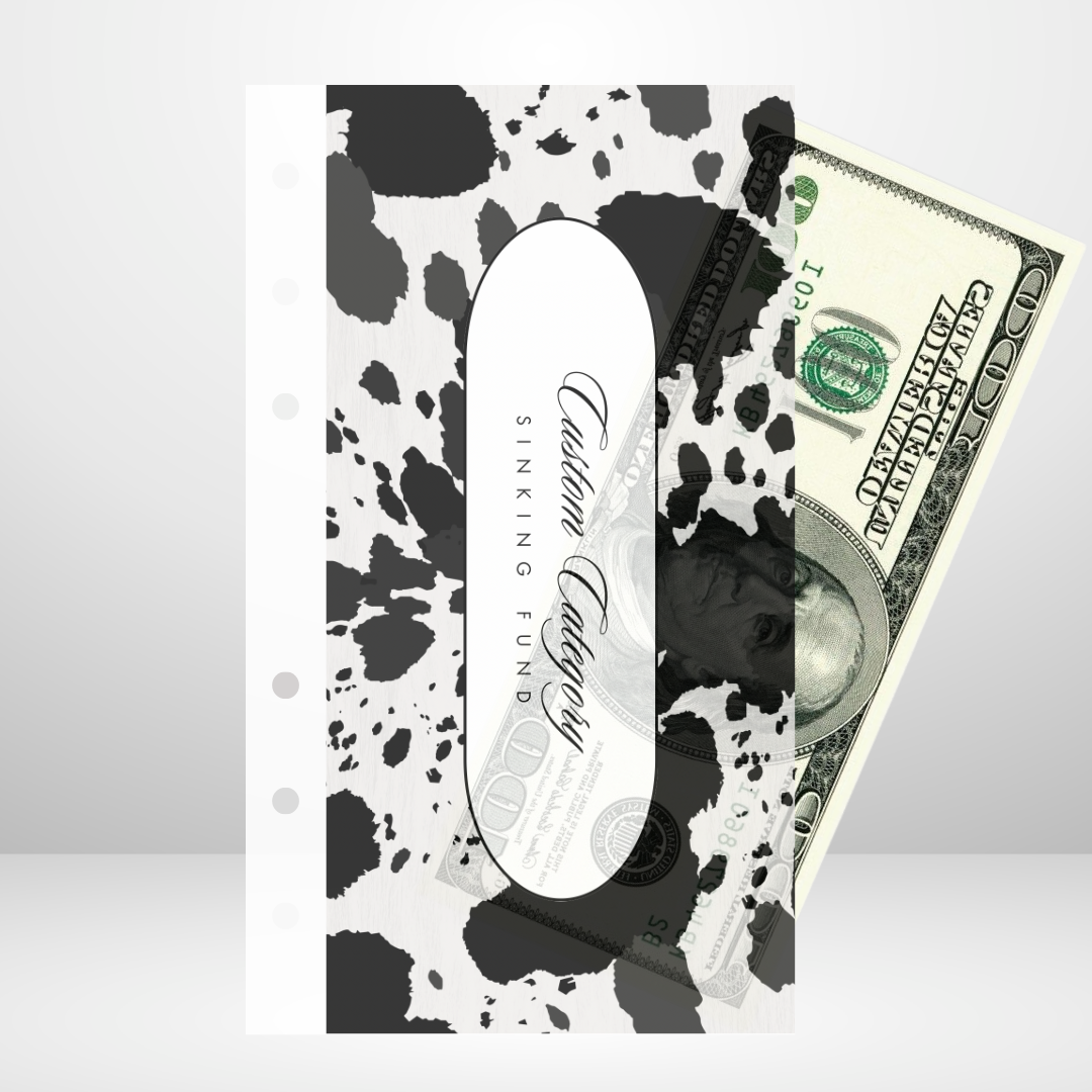 Black Cow Print Handmade Cash Envelope Set of 3