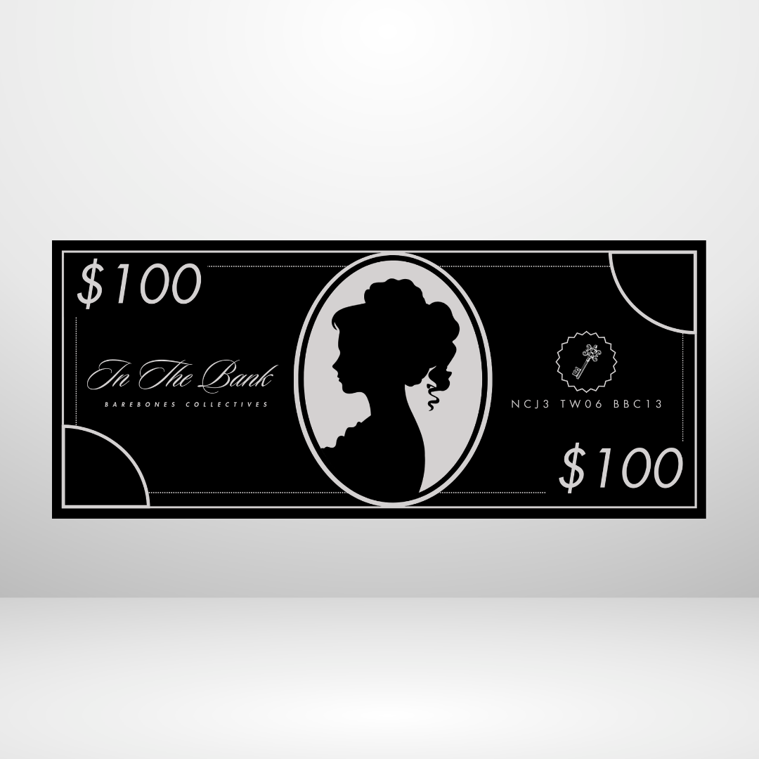 Barebones Currency #D1 $100 - $500 Noir Set of 4 Cash Place Holders