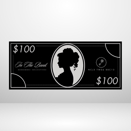 Barebones Currency #D1 $100 - $500 Noir Set of 4 Cash Place Holders