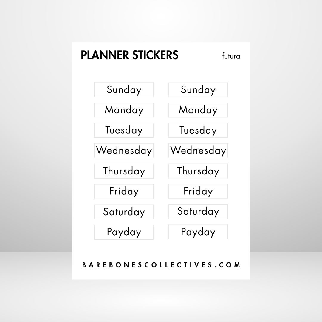 Days of the Week 3x4 Sticker Sheet