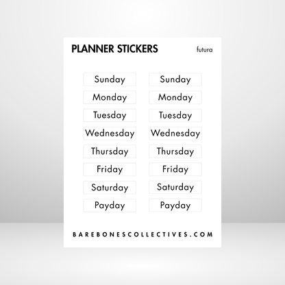 Days of the Week 3x4 Sticker Sheet