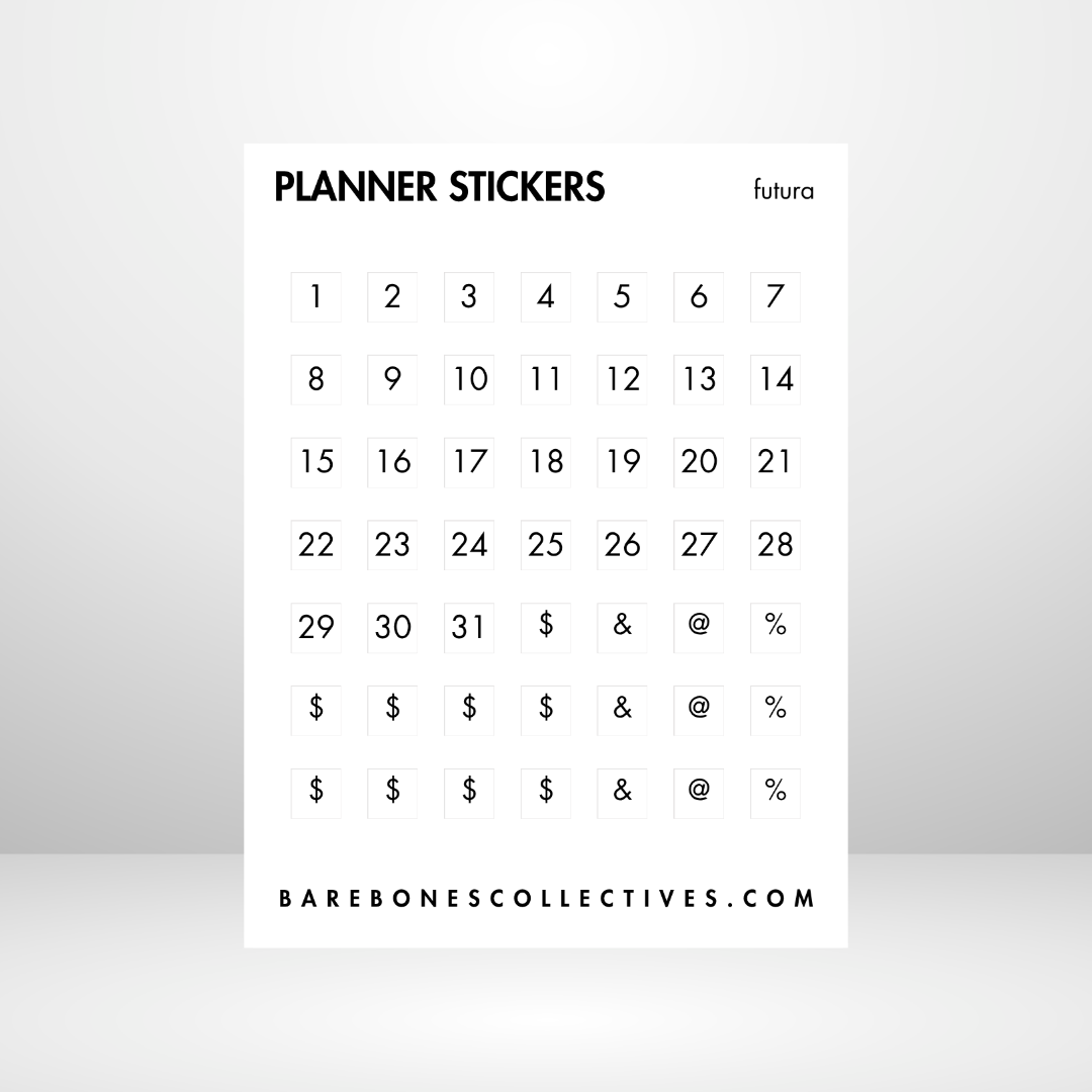 Monthly Dates 3x4 Sticker Sheet