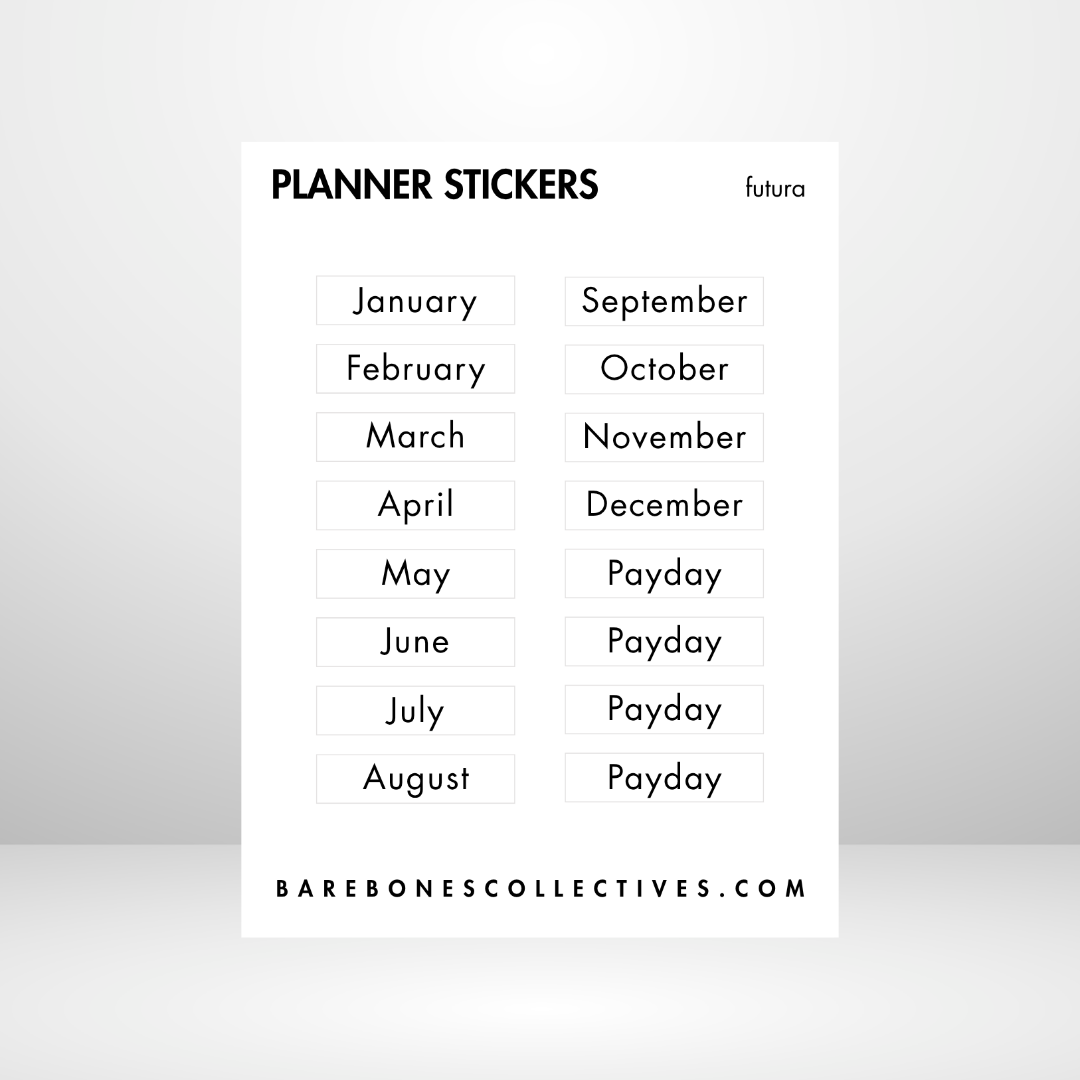 Month and Payday 3x4 Sticker Sheet