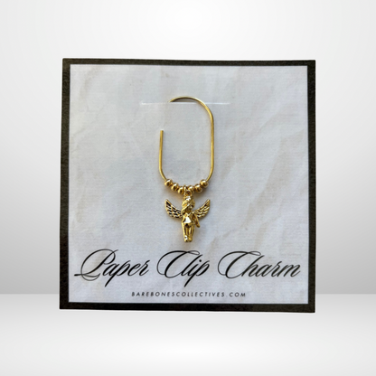 Sleepy Cherub Gold Paper Clip Charm