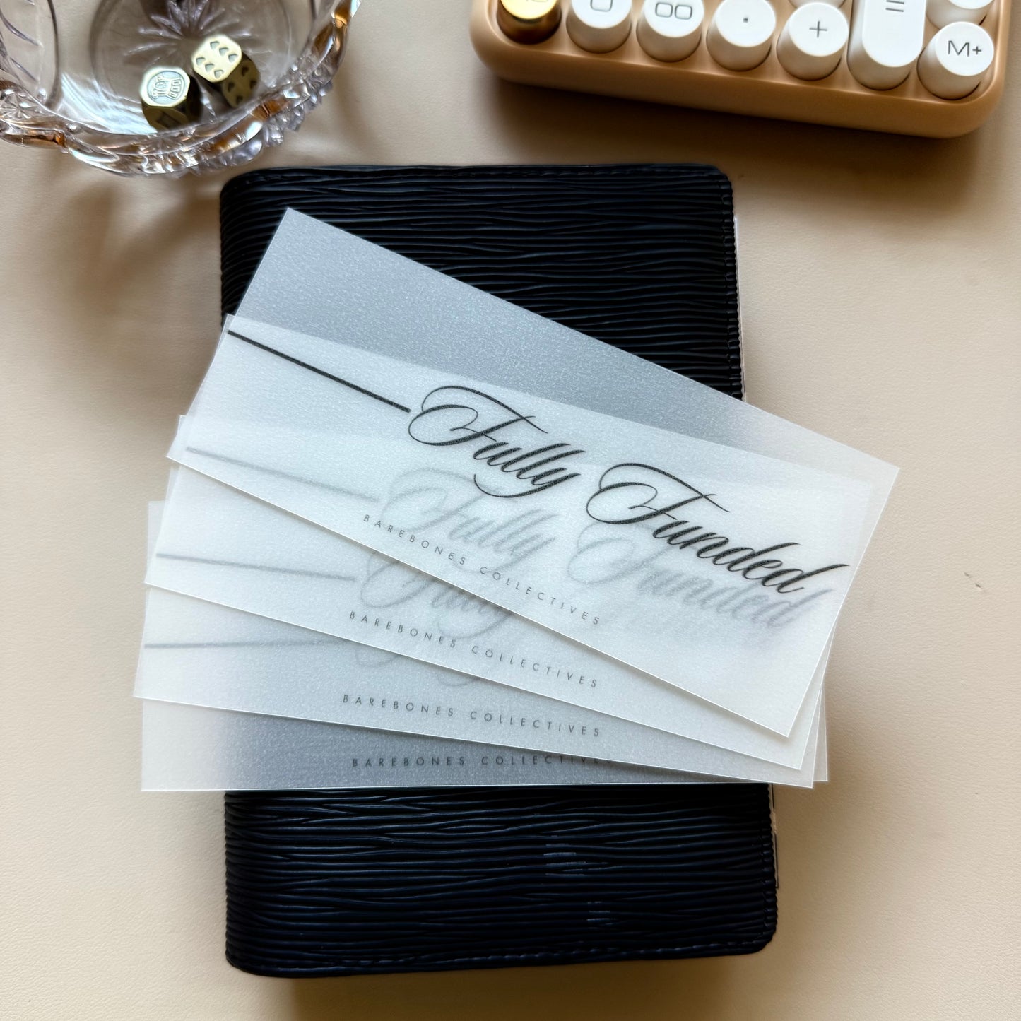 Fancy Font Fully Funded Set of 4 In the Bank Cash Place Holders