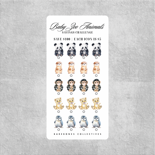Baby zoo animals Savings Challenge Save $100