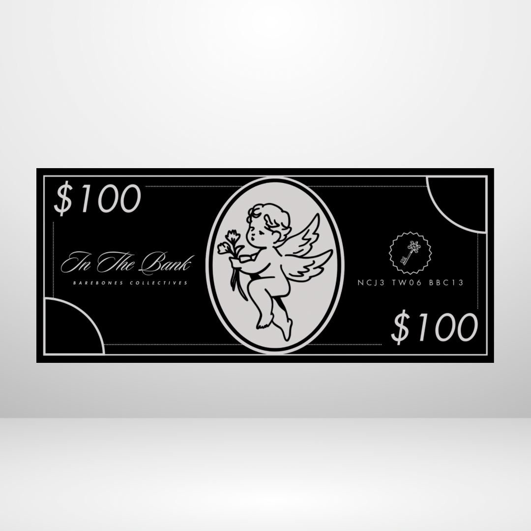 Barebones Currency #D2 $100 - $500 Noir Set of 4 Cash Place Holders