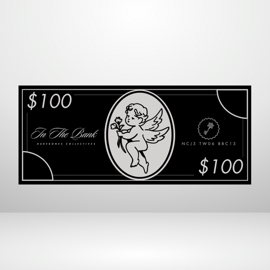 Barebones Currency #D2 $100 - $500 Noir Set of 4 Cash Place Holders