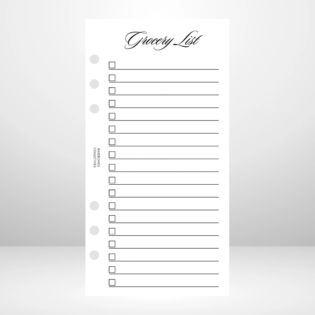 Grocery List Signature Wallet Inserts
