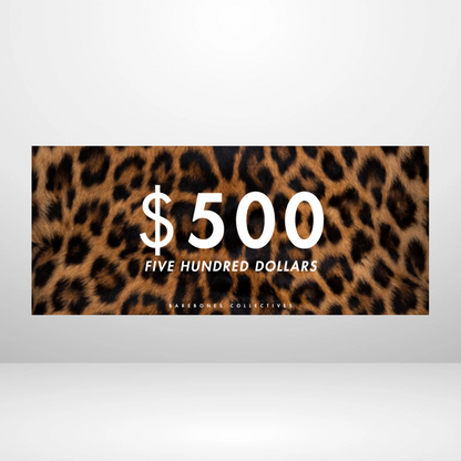 $100 - $50,000 - Leopard Fur Cash Place Holders
