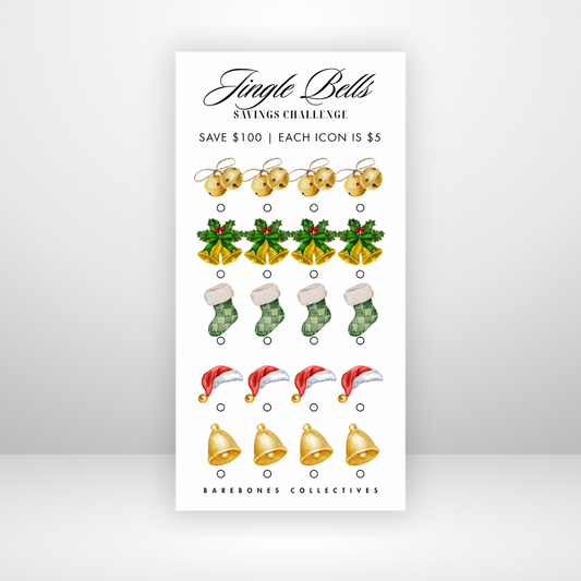 Jingle Bells Christmas 3x6 Savings Challenge Save $100