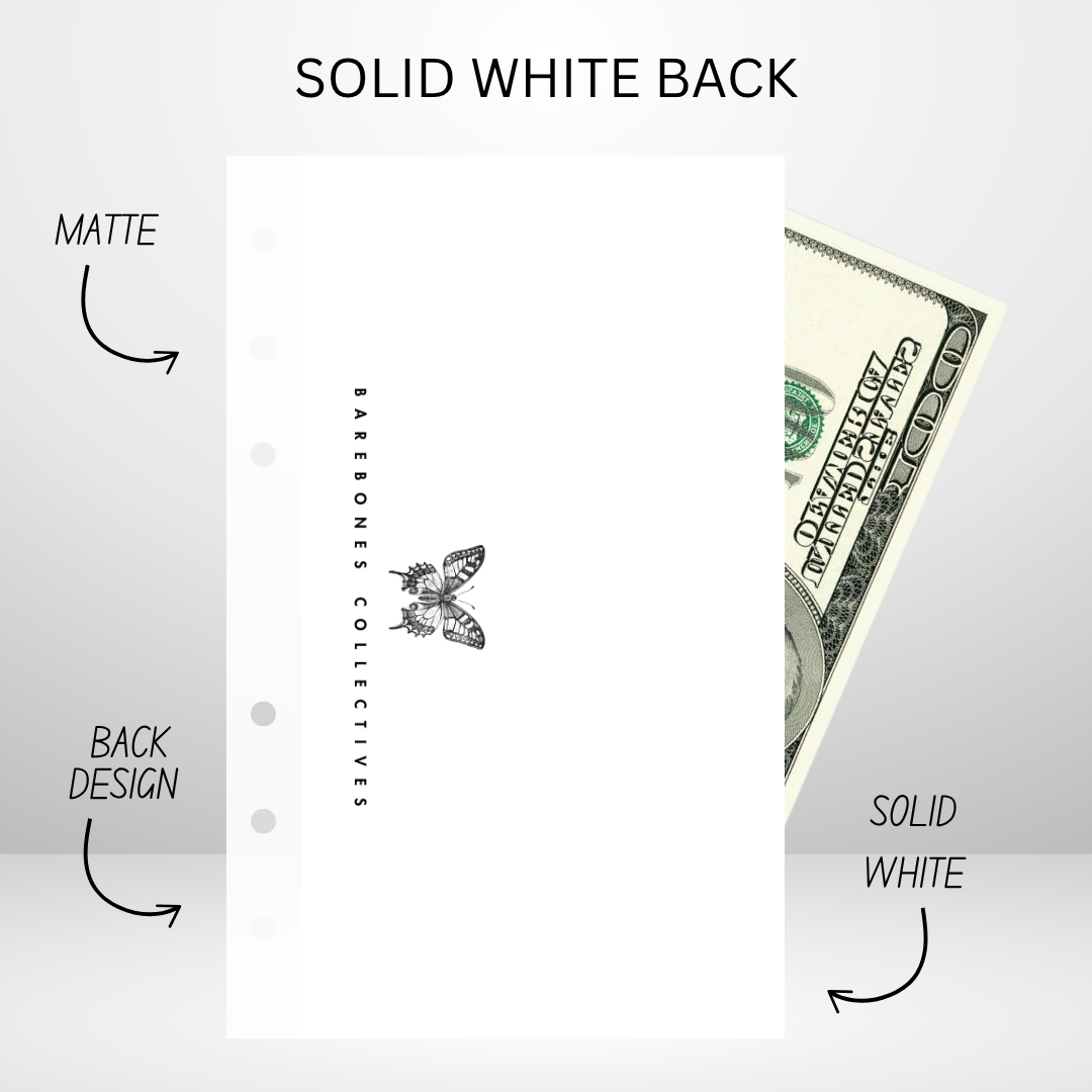 Style #BC1 (Sinking Fund) Matte Vellum Handmade Cash Envelope Personal Size Set of 6