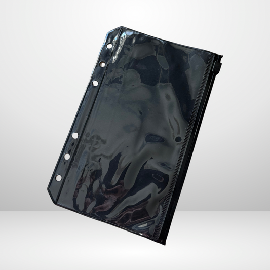 Zip Up Side Loading Personal Size Noir Cash Envelopes Set of 6