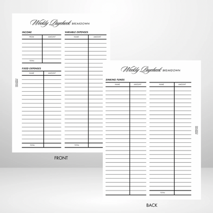 Barebones Budget Planner A5 Inserts