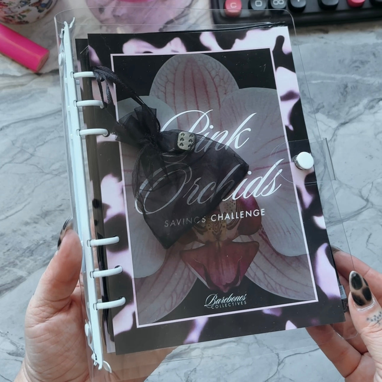 Pink Orchid Savings Challenges A5 Binder Set