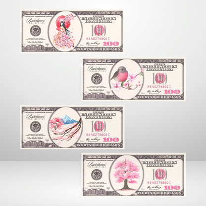 Cherry Blossom Matte Vellum Cash Place Holder Set of 4