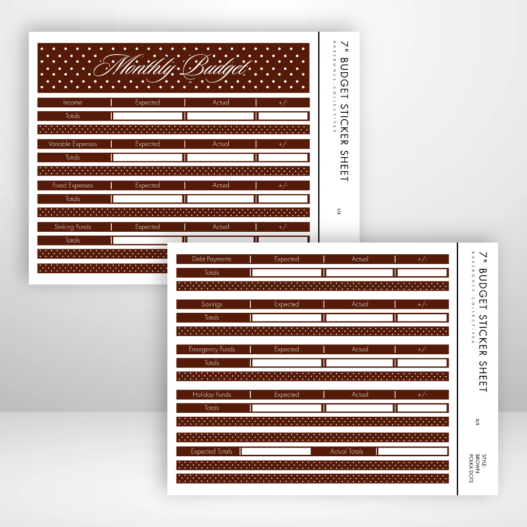 Monthly Budget Sticker Sheets For Notebooks - Polka Dots