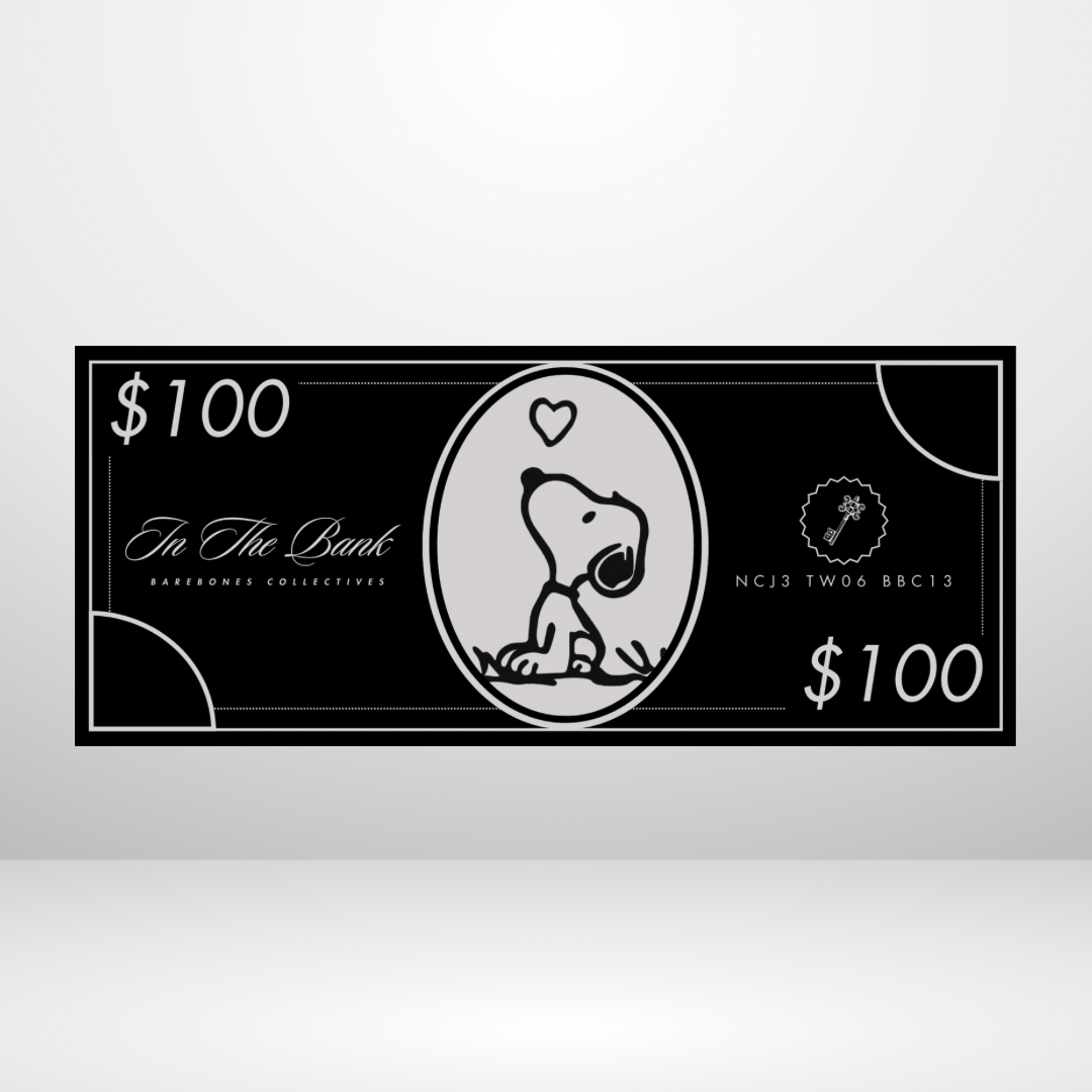 Barebones Currency #D4 $100 - $500 Noir Set of 4 Cash Place Holders