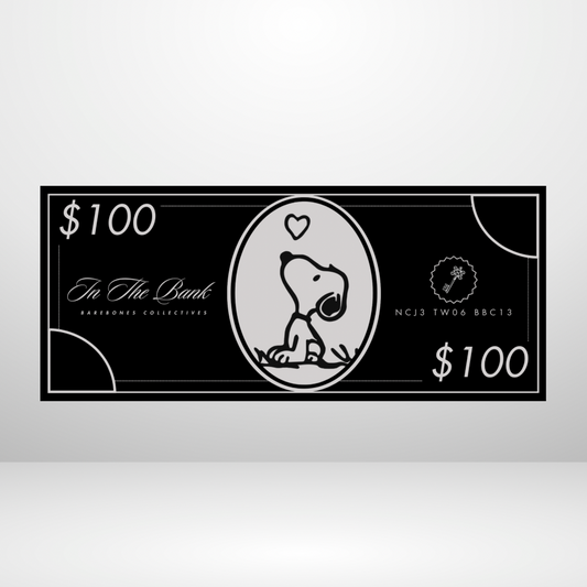 Barebones Currency #D4 $100 - $500 Noir Set of 4 Cash Place Holders