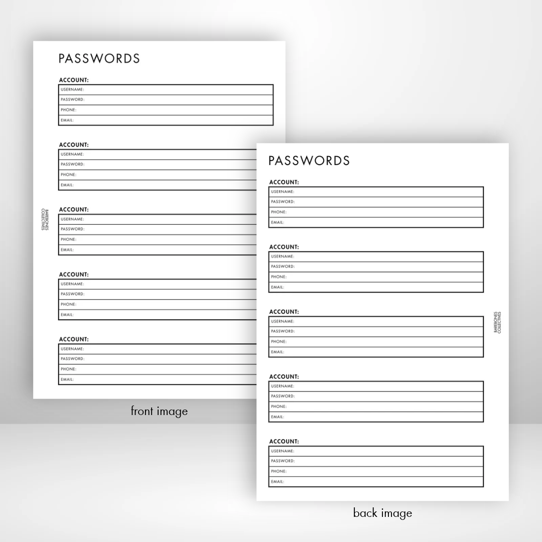 Passwords Barebones Inserts vol. 3 Set of 3