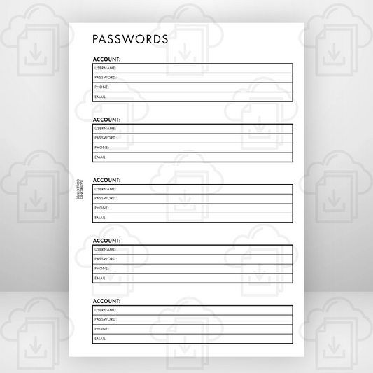 Passwords - Barebones Inserts vol. 3 pdf - FREE DIGITAL DOWNLOAD