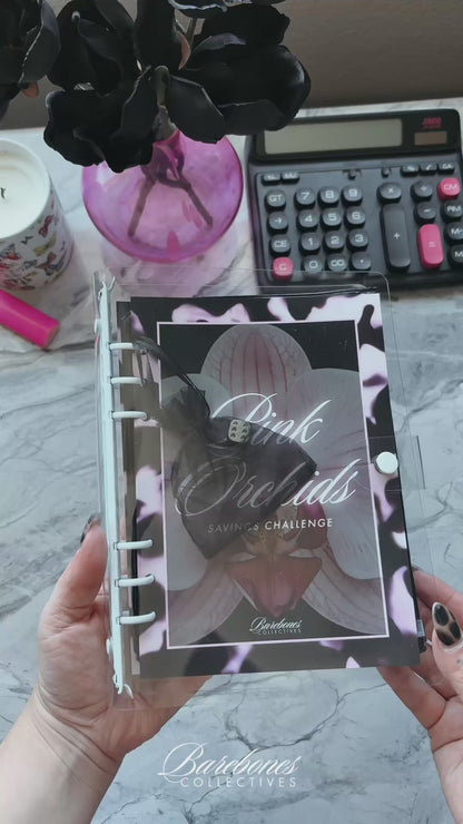 Pink Orchid Savings Challenges A5 Binder Set