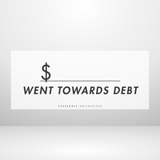 Went Towards Debt - Frosted Matte Set of 4 Cash Place Holders